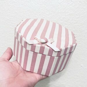 Purple and white striped cloth bound storage box jewelry box Vintage decor